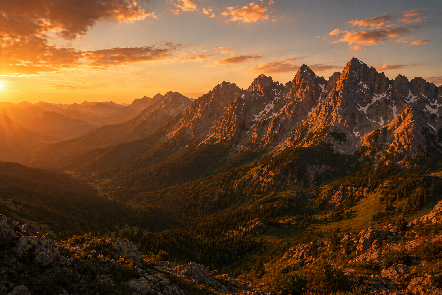 ChatGPT output: mountain range at golden hour