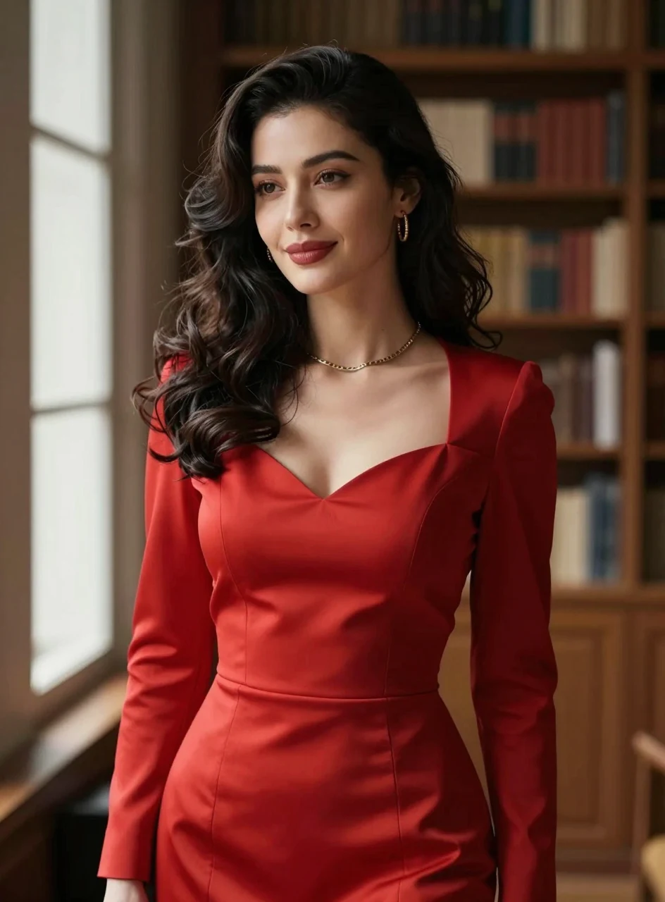 ZSky AI output for 'a woman in a red dress'