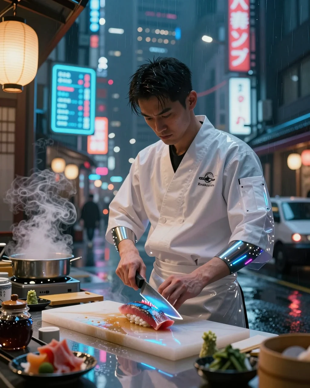 ZSky AI output: cyberpunk sushi chef