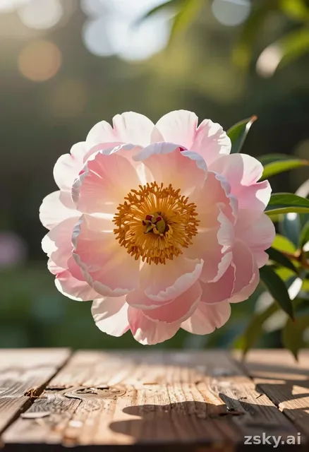 A high-resolution, whimsical macro photograph capturing the surreal and playful moment of a delicate flower suspended in…