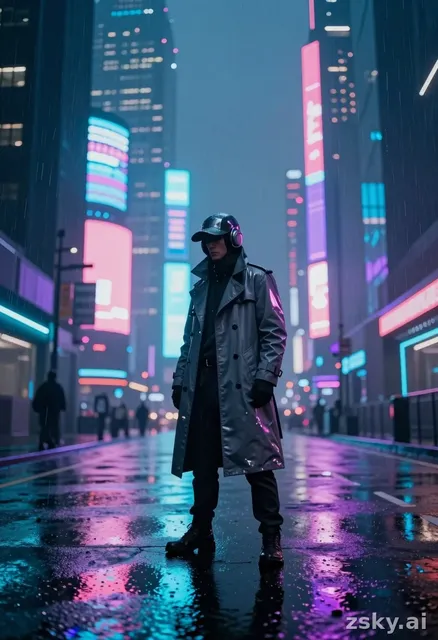 A cinematic story of a lone traveler in a futuristic city, ultra realistic, same character, same outfit, consistent style…