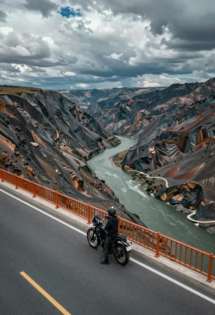 A cinematic, wide-angle drone video slowly pulling away from the bridge.