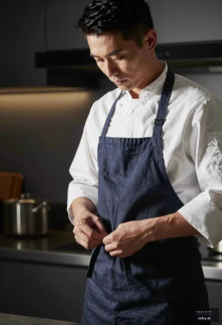 A photorealistic documentary-style commercial still capturing a moment of quiet preparation in a high-end modern kitchen.