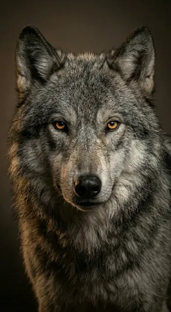 a wolf looking at the camera tilts head slightly distant forest whispers