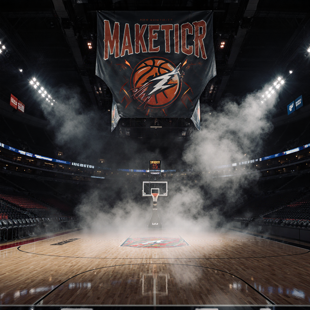 Sports arena at night with dramatic spotlights — ZSky AI