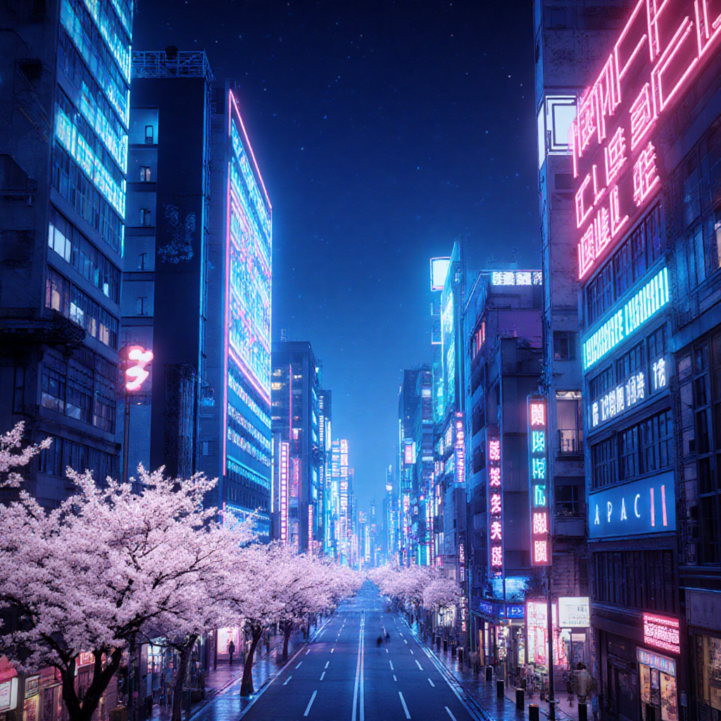 Japanese-style AI video creation with Tokyo neon cityscape — ZSky AI