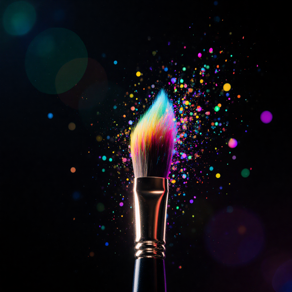 magical paintbrush creating colorful artwork from light — ZSky AI