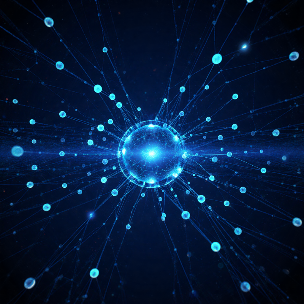 AI-generated neural network visualization with glowing data connections