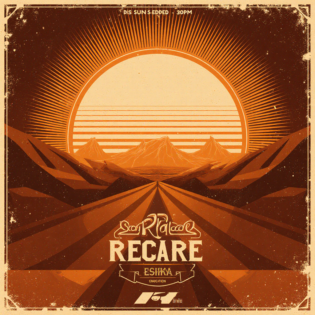 retro 1970s poster design with warm earth tones and geometric sunburst — ZSky AI