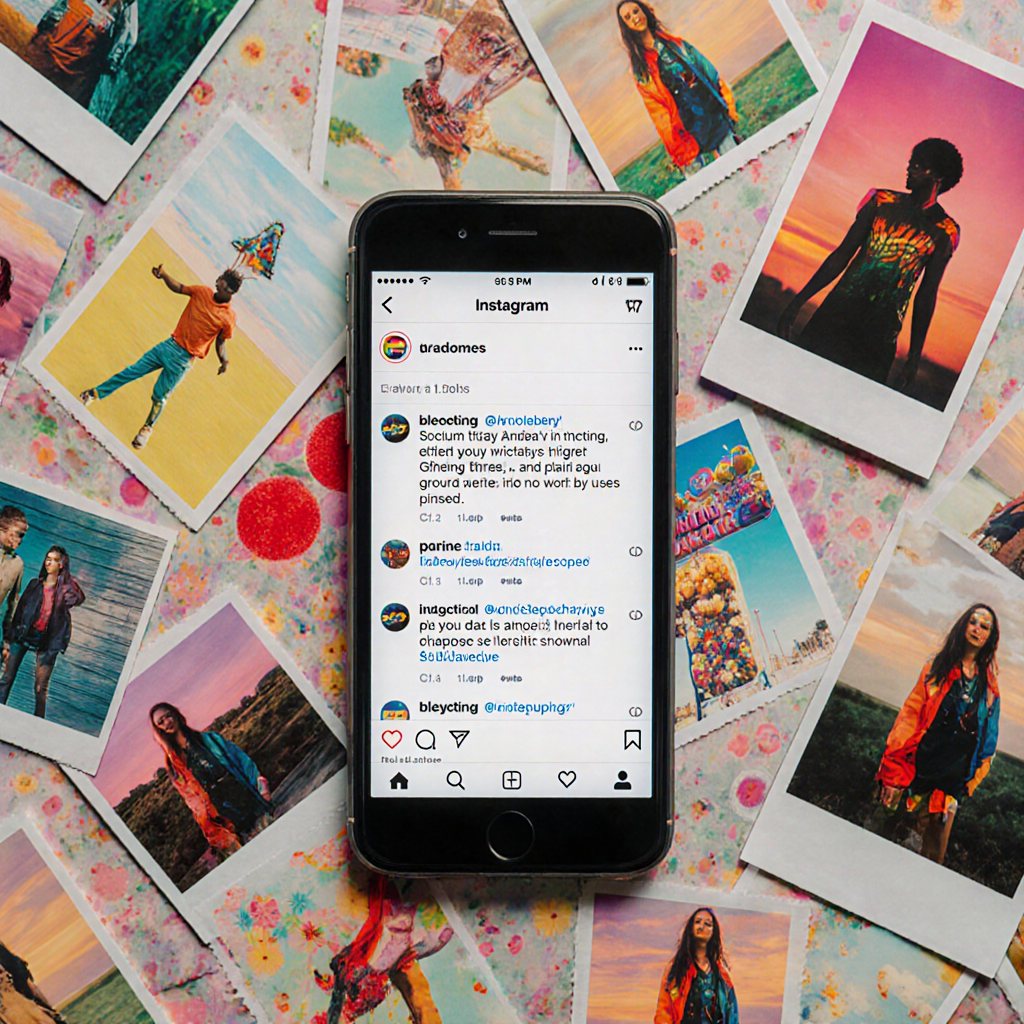 AI-generated vibrant social media content flat lay with smartphone