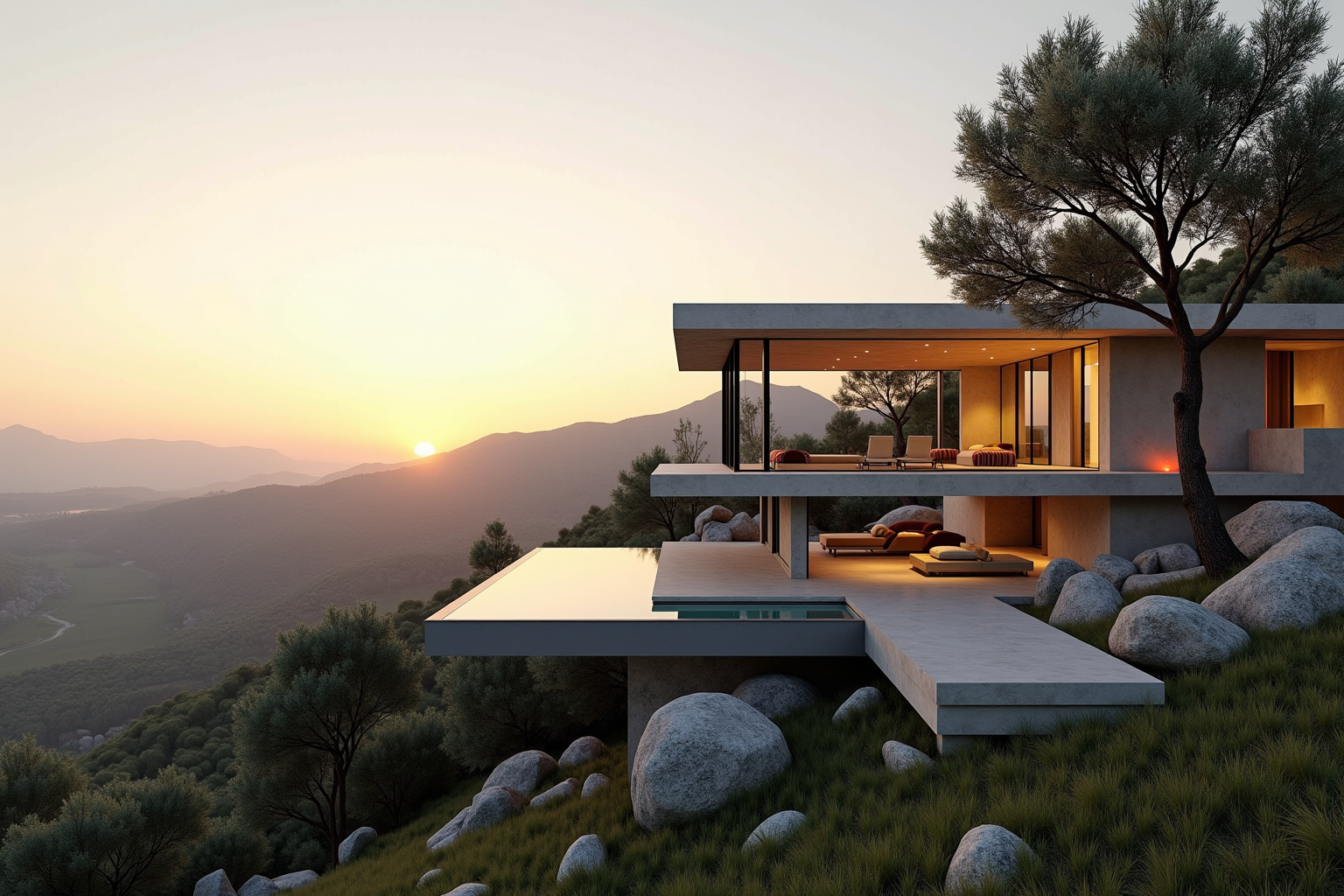 AI-generated modern hillside villa with infinity pool — ZSky AI