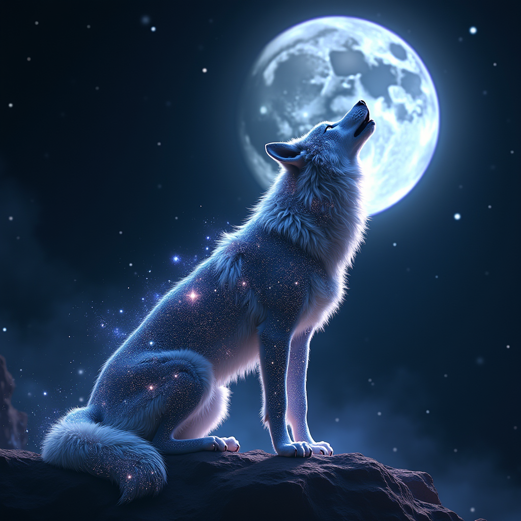 Highly detailed digital wolf portrait as a cinematic creature feature still