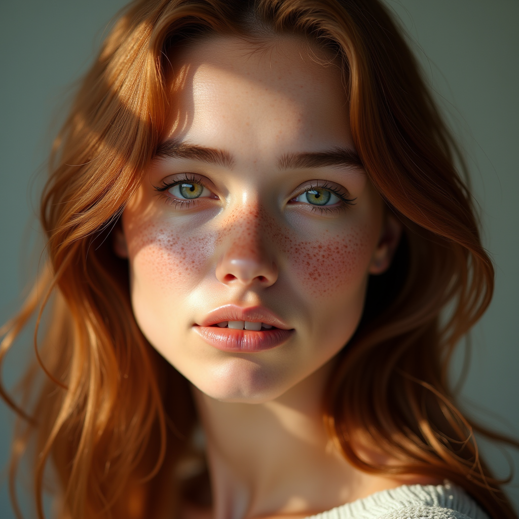 Clean AI-generated realistic face demonstrating natural anatomy and lighting