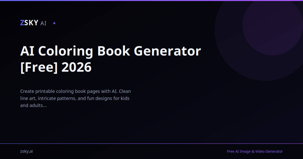 AI Coloring Book Generator [Free] 2026 | ZSky AI
