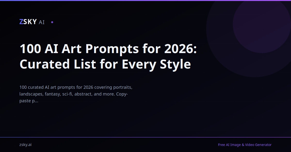 100 AI Art Prompts for 2026 (Ready to Use) | ZSky AI