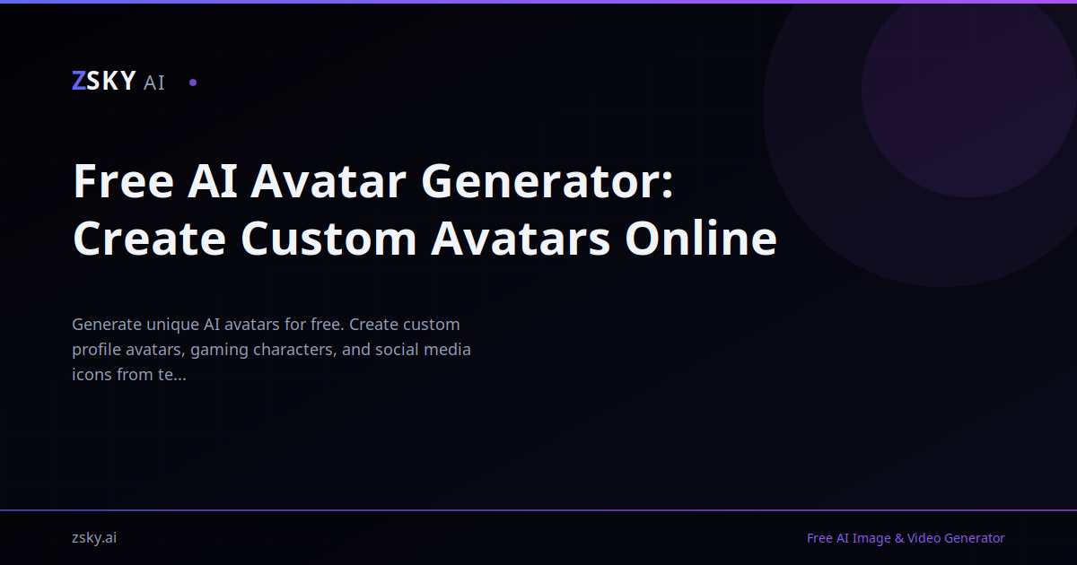 Free AI Avatar Generator: Create Custom Avatars Online | ZSky AI
