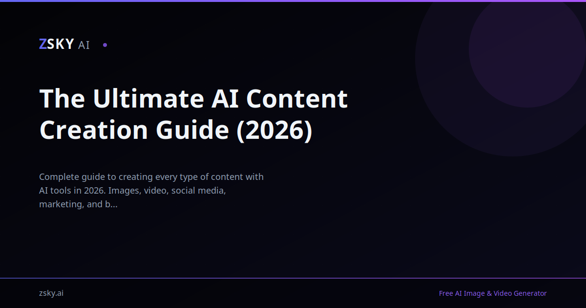 AI Content Creation: The Ultimate Guide (2026 Edition) | ZSky AI