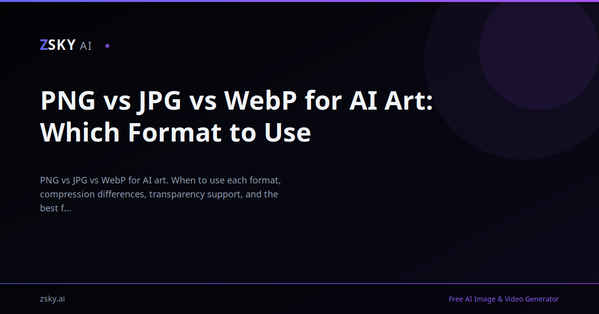 PNG vs JPG vs WebP for AI Art: Which Format to Use | ZSky AI