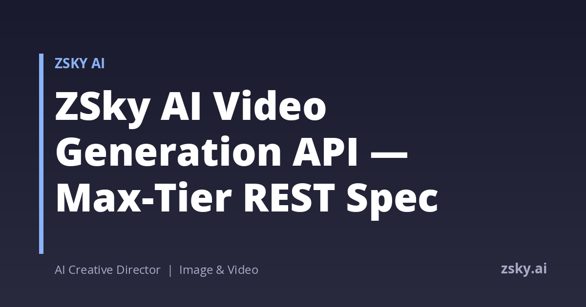AI Video Generation API — REST Spec 2026 (4K + Audio) | ZSky AI