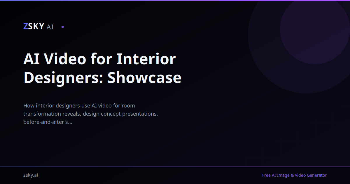 AI Video for Interior Designers: Walkthrough Tours Fast | ZSky AI