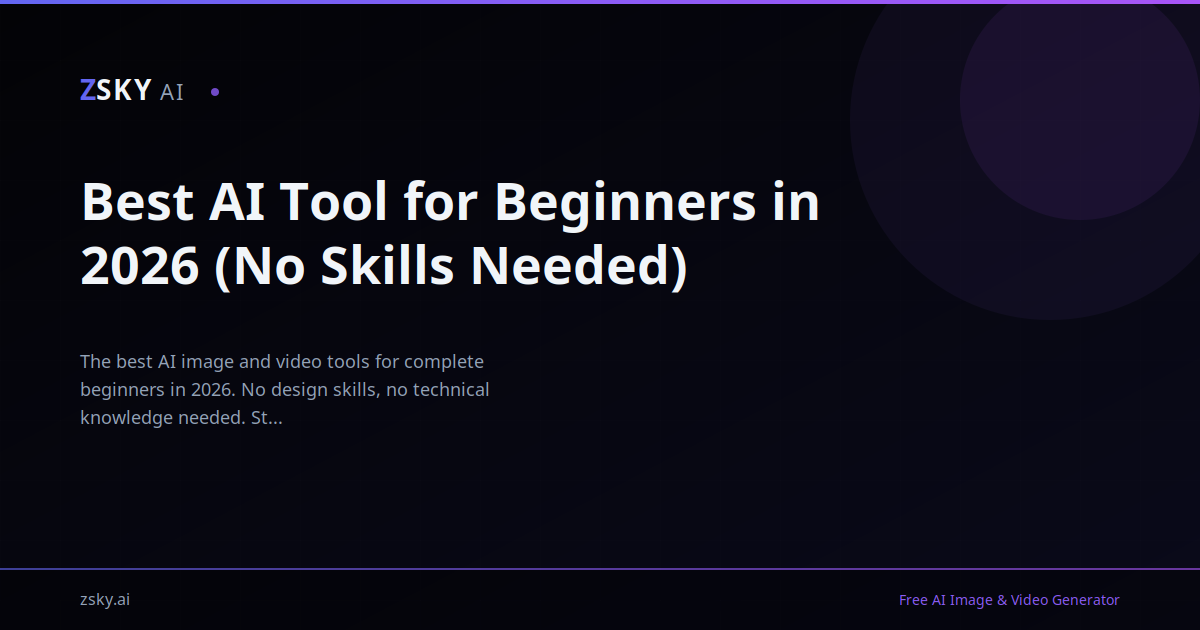 Best AI Tool for Beginners in 2026 (No Skills Needed) | ZSky AI