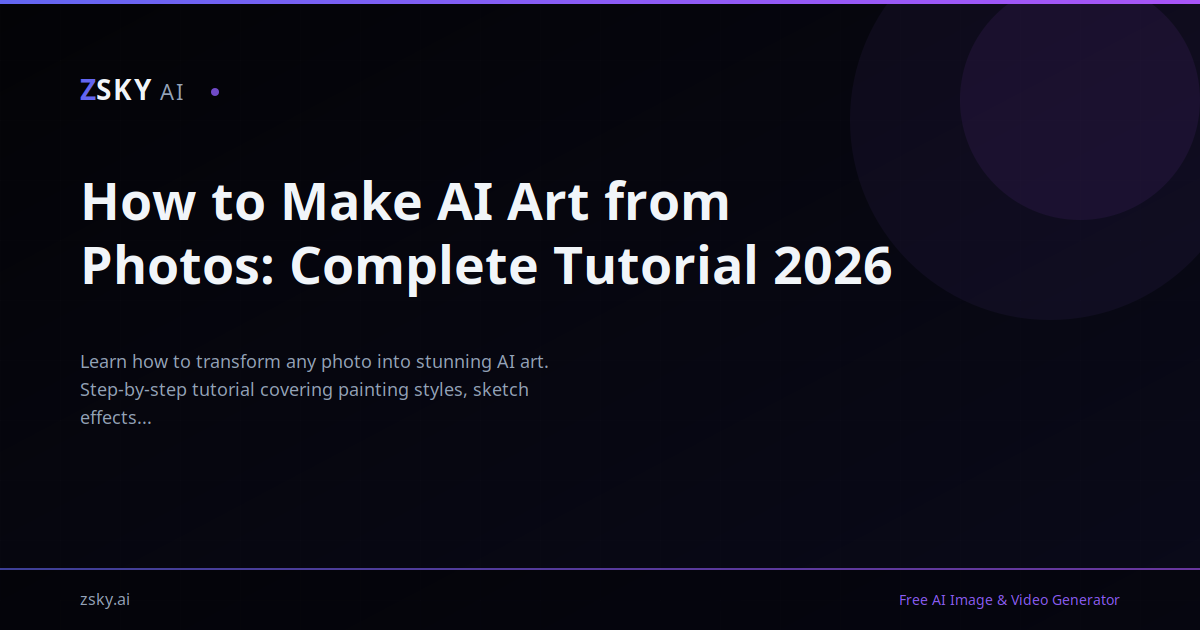 How to Make AI Art from Photos: Complete Tutorial 2026 | ZSky AI