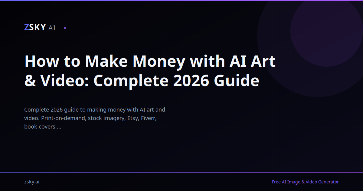How to Make Money with AI Art & Video: Complete 2026 Guide | ZSky AI