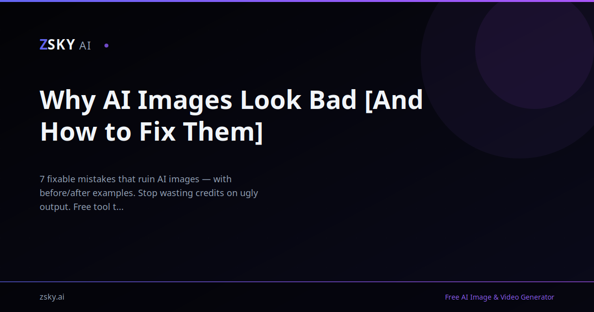 Why Your AI Images Look Bad: 15 Fixes [2026] | ZSky AI